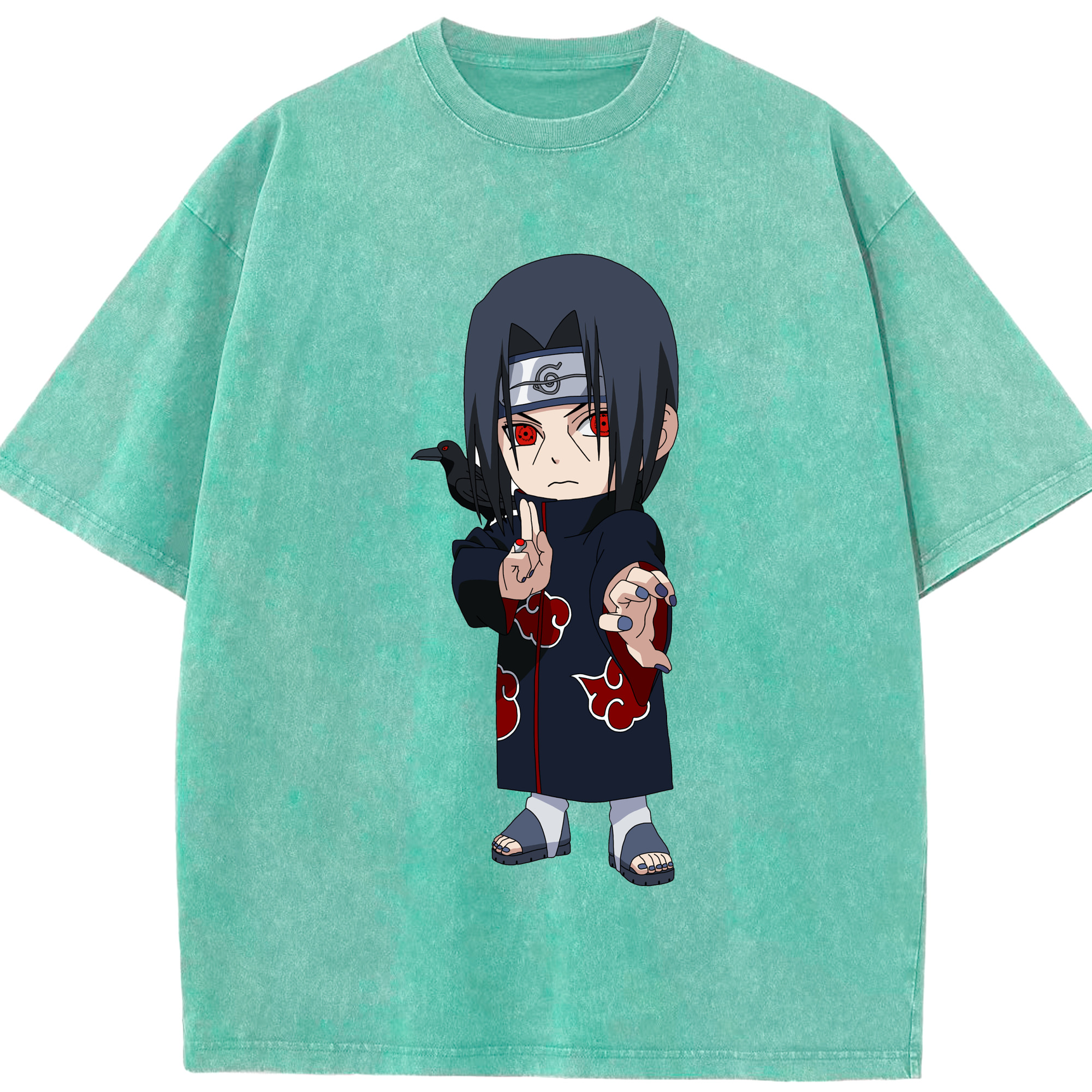 （画像用） NARUTO -ナルト- うちは イタチ Uchiha Itachi 綿100% ヴィンテージ風 半袖Tシャツ（フロントプリント）